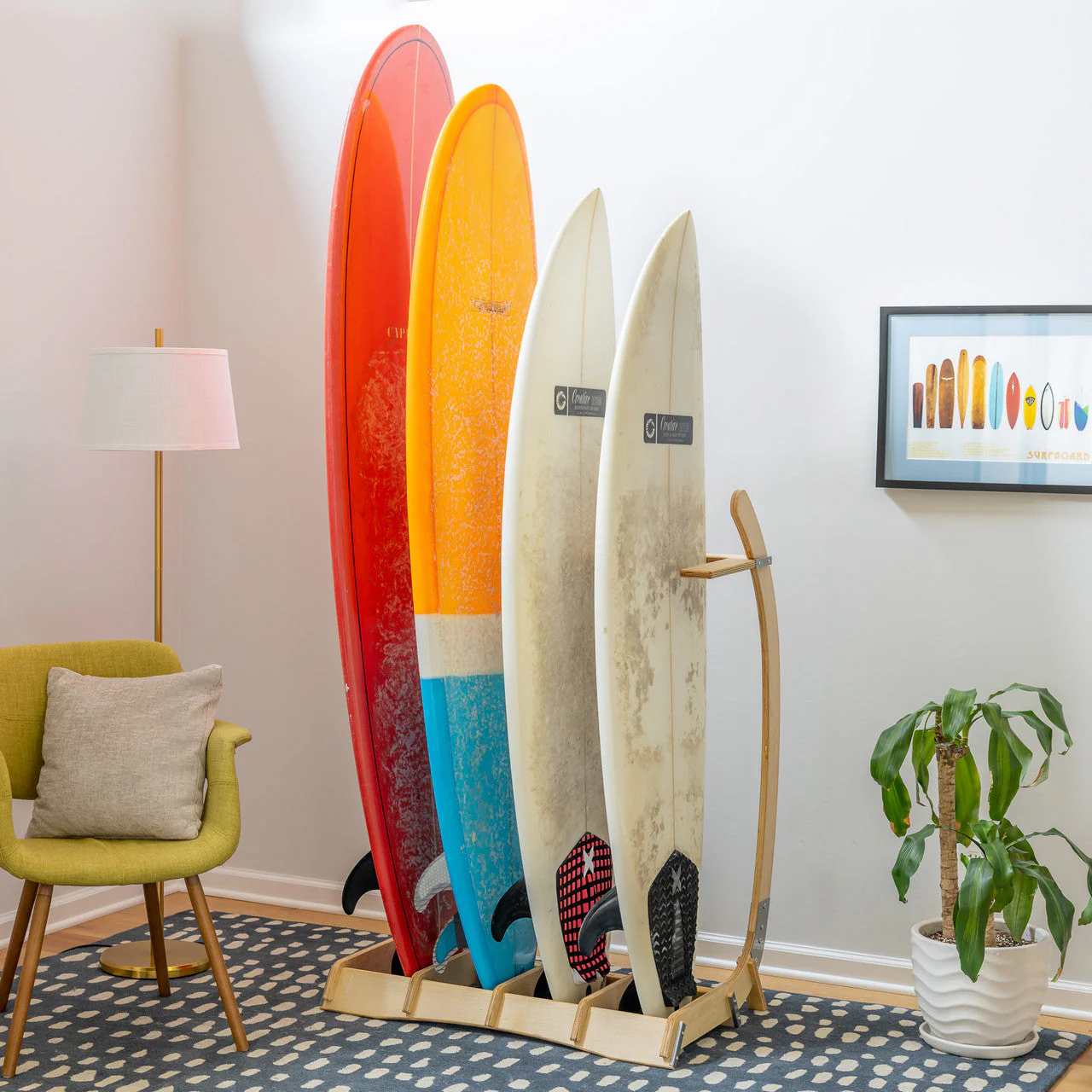Big Sur Surfboard Storage Wood Stand | Holds 4 Surfboards - Image 4