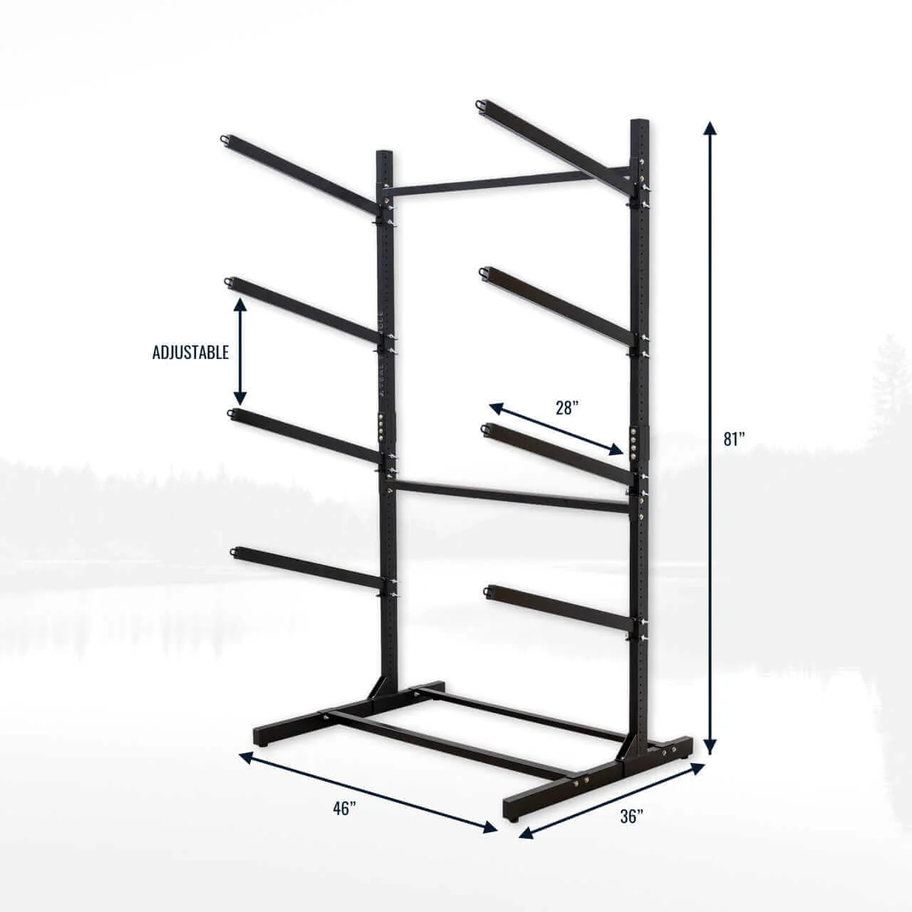 G-Watersport 4 Freestanding Kayak & Paddleboard Rack | Holds 4 Kayaks | Black - Image 5