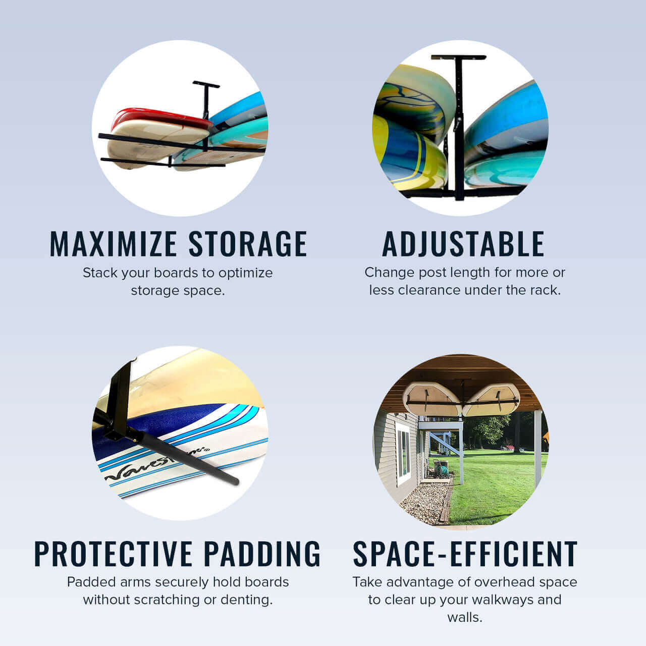 Hi-Port 2 | SUP & Surfboard Adjustable Ceiling Storage Rack | Double | Holds 150 lbs - Image 4